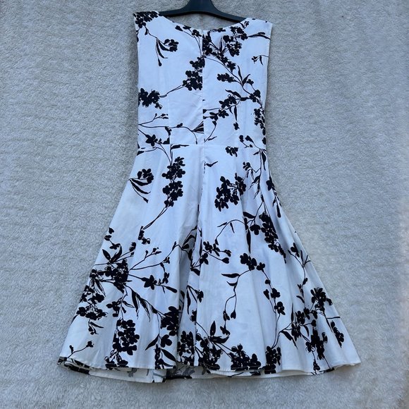 Aranee Sleeveless Women's Floral Black and White Midi Dress Women's Size XL - Picture 6 of 7